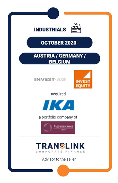 Translink advises Floridienne Group on the disposal of its shares in IKA Innovative Kunststoffaufbereitung to Invest AG and Invest Equity